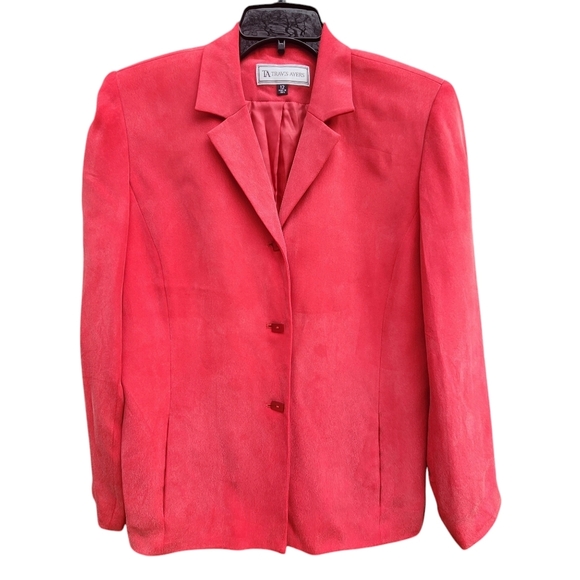 Travis Ayers Red Silk Blazer Women's Size 12 - Picture 1 of 9